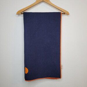 Yogitoes Manduka Navy Orange Dot Skidless Yoga Mat Towel Grip XLong